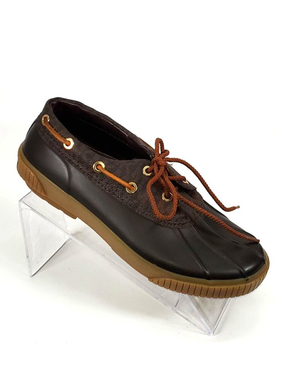 Michael Kors Women's Hyde Brown Leather/Rubber Logo Duck Boots Size 6 1278 - Picture 5 of 12